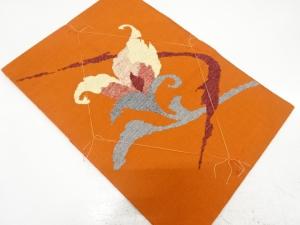 手織り紬　唐花模様織り出し　名古屋帯